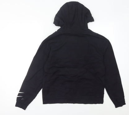 Nike Womens Black Hoodie Size UK 8 Pullover Cotton Blend Logo