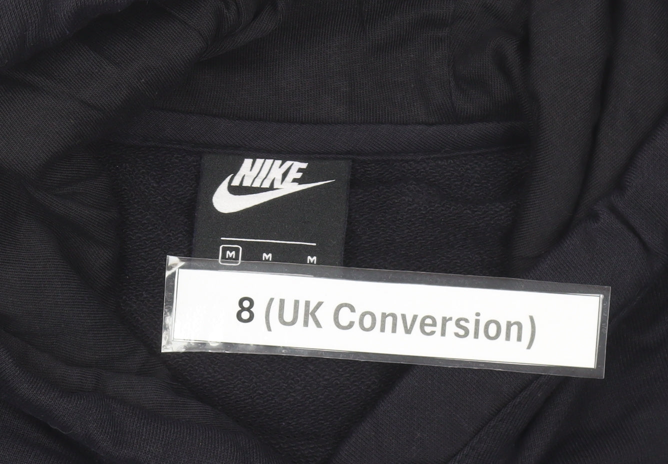 Nike Womens Black Hoodie Size UK 8 Pullover Cotton Blend Logo