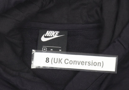 Nike Womens Black Hoodie Size UK 8 Pullover Cotton Blend Logo