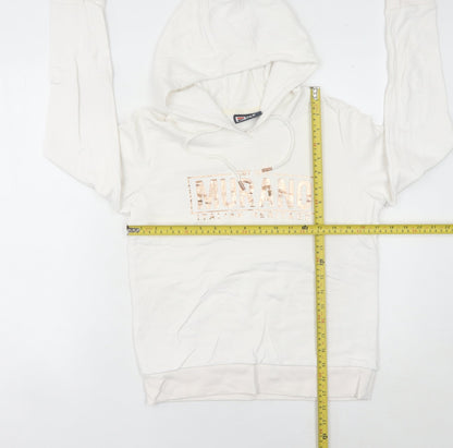 Fila White Line Womens White Hoodie UK 8 Pullover Logo Detail