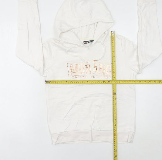 Fila White Line Womens White Hoodie UK 8 Pullover Logo Detail