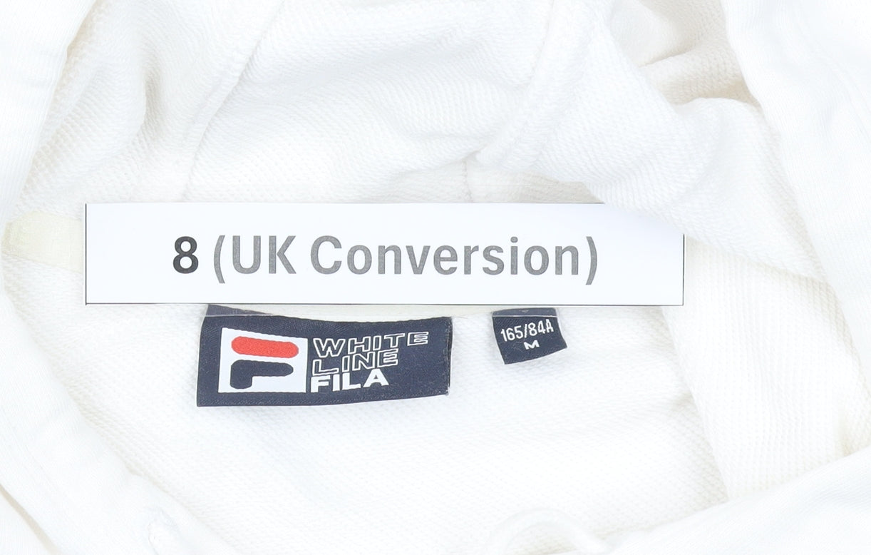Fila White Line Womens White Hoodie UK 8 Pullover Logo Detail
