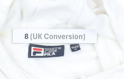 Fila White Line Womens White Hoodie UK 8 Pullover Logo Detail