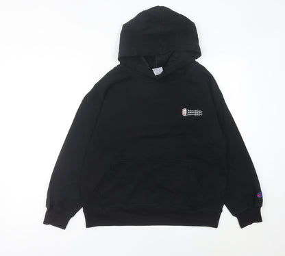Champion Womens Black Size 10 Pullover Hoodie with Logo