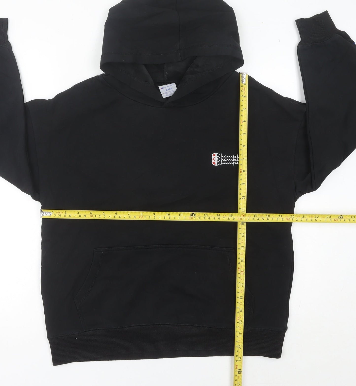 Champion Womens Black Size 10 Pullover Hoodie with Logo