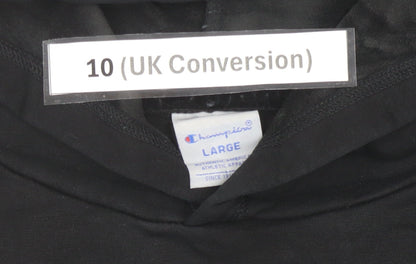 Champion Womens Black Size 10 Pullover Hoodie with Logo