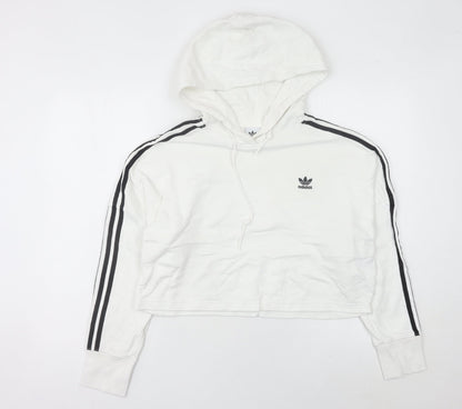 Adidas Women’s White Hoodie UK 8 Pullover Long Sleeve Logo Sportswear