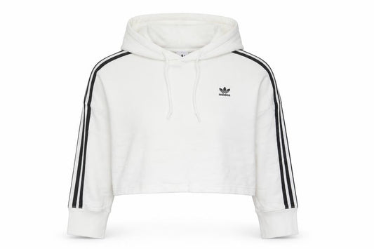Front view of Adidas Women’s White Hoodie UK 8 Pullover Long Sleeve Logo Sportswear