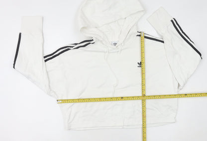 Adidas Women’s White Hoodie UK 8 Pullover Long Sleeve Logo Sportswear
