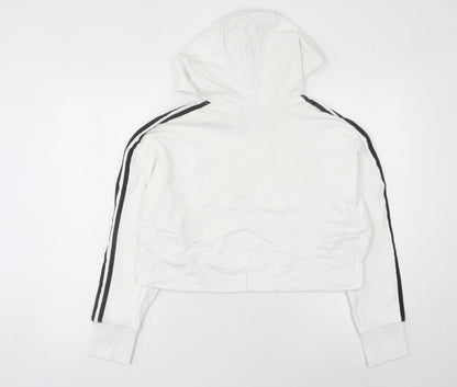 Adidas Women’s White Hoodie UK 8 Pullover Long Sleeve Logo Sportswear