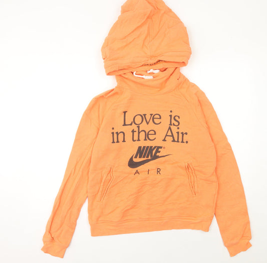 Nike Womens Orange Pullover Hoodie Size 12 Graphic Sportswear
