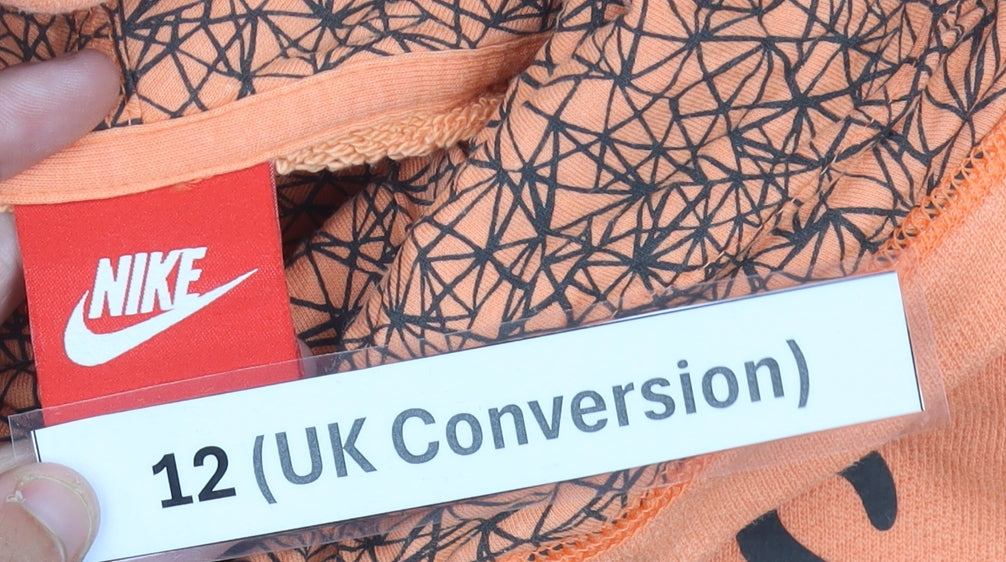 Nike Womens Orange Pullover Hoodie Size 12 Graphic Sportswear