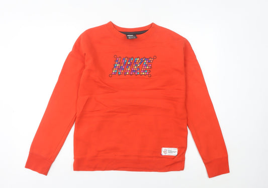 Additional front view of Nike Teens Red Pullover Sweatshirt, size 6, Logo Crew Neck