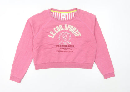 Le Coq Sportif Womens Pink Sweatshirt Size 10 Graphic Print Lined