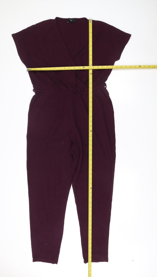 Next Women’s Purple Off Shoulder Jumpsuit Size 16 Tall Cotton