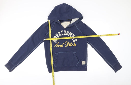Abercrombie & Fitch Men’s Blue Pullover Hoodie Medium Logo Embroidered