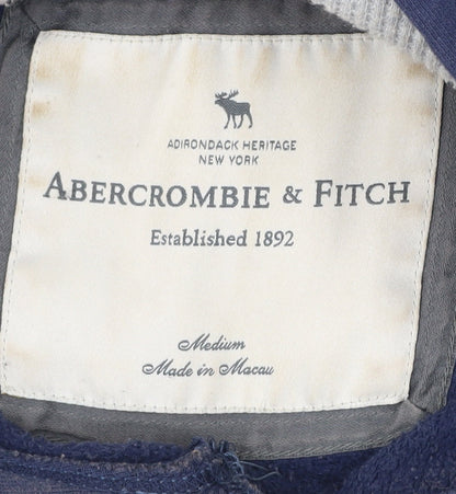 Abercrombie & Fitch Men’s Blue Pullover Hoodie Medium Logo Embroidered