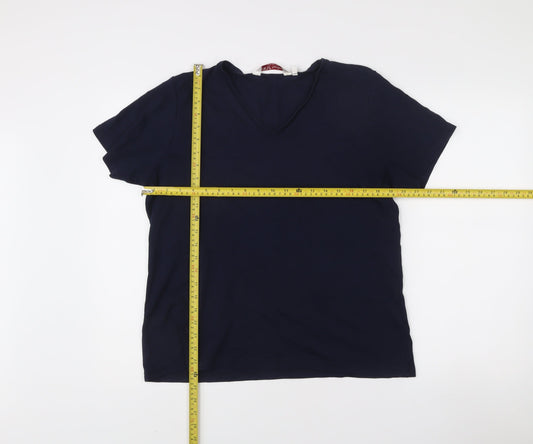 EWM Women’s Navy Blue Cotton V-Neck T-Shirt Size 18