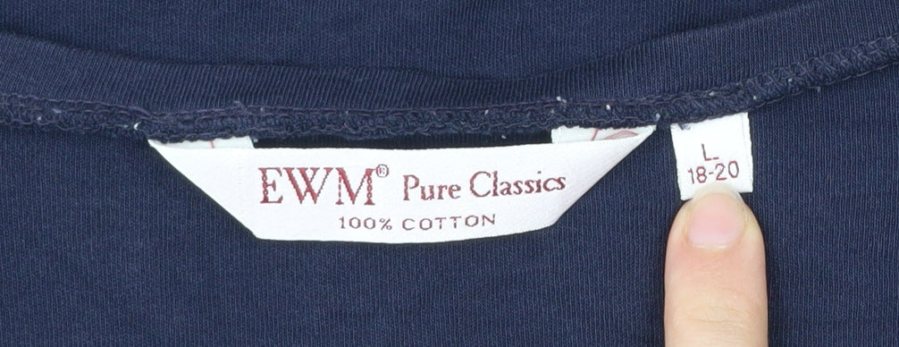 EWM Women’s Navy Blue Cotton V-Neck T-Shirt Size 18