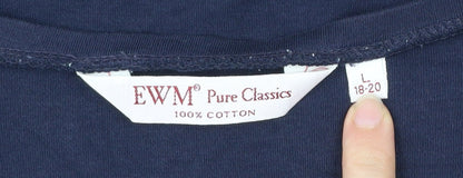 EWM Women’s Navy Blue Cotton V-Neck T-Shirt Size 18