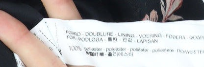 Bershka Womens Black Floral Sleeveless V-Neck Playsuit XS