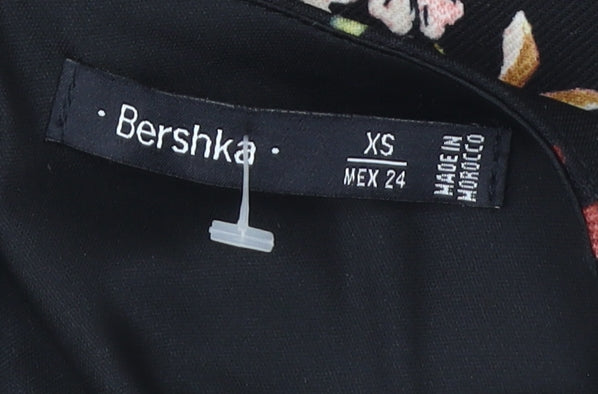 Bershka Womens Black Floral Sleeveless V-Neck Playsuit XS