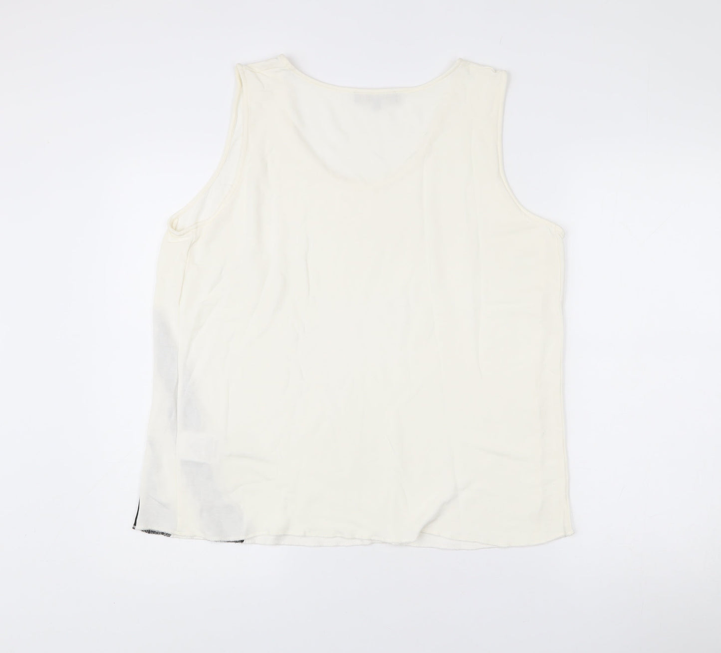 Jaeger Womens Ivory XL Sleeveless Tank Top Scoop Neck Viscose