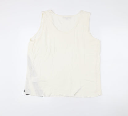 Jaeger Womens Ivory XL Sleeveless Tank Top Scoop Neck Viscose