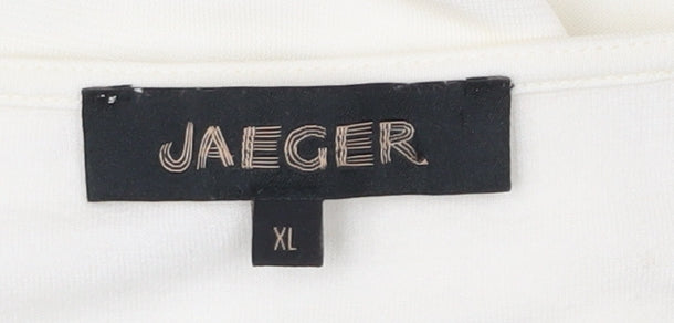 Jaeger Womens Ivory XL Sleeveless Tank Top Scoop Neck Viscose