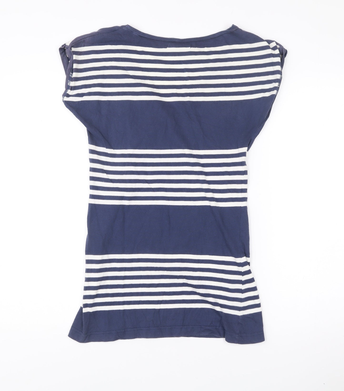 Brave Soul Womens Blue Striped T-Shirt Dress Size M V-Neck Sleeveless