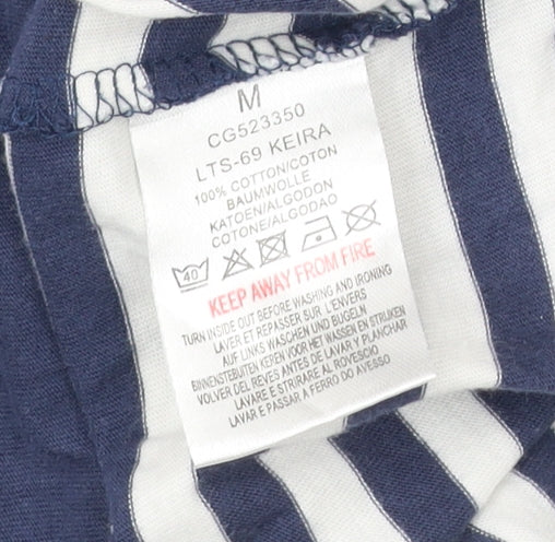 Brave Soul Womens Blue Striped T-Shirt Dress Size M V-Neck Sleeveless