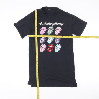 Next Girls Black Rolling Stones Sequin T-Shirt Dress 10 Years