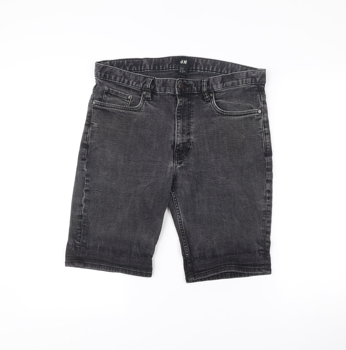 H&M Men’s Black Slim Fit Denim Chino Shorts Size 32