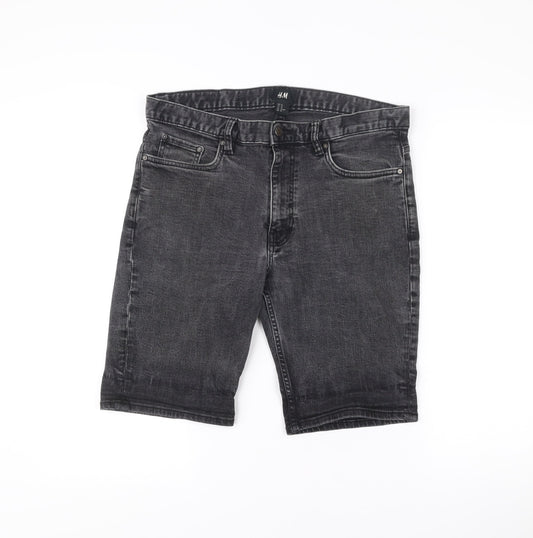 H&M Men’s Black Slim Fit Denim Chino Shorts Size 32
