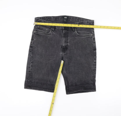 H&M Men’s Black Slim Fit Denim Chino Shorts Size 32