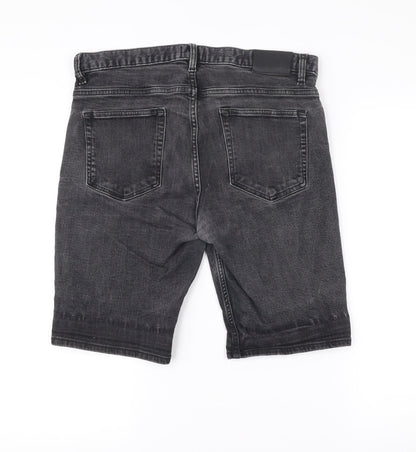 H&M Men’s Black Slim Fit Denim Chino Shorts Size 32