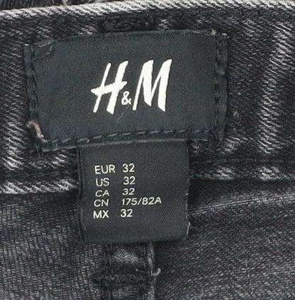 H&M Men’s Black Slim Fit Denim Chino Shorts Size 32
