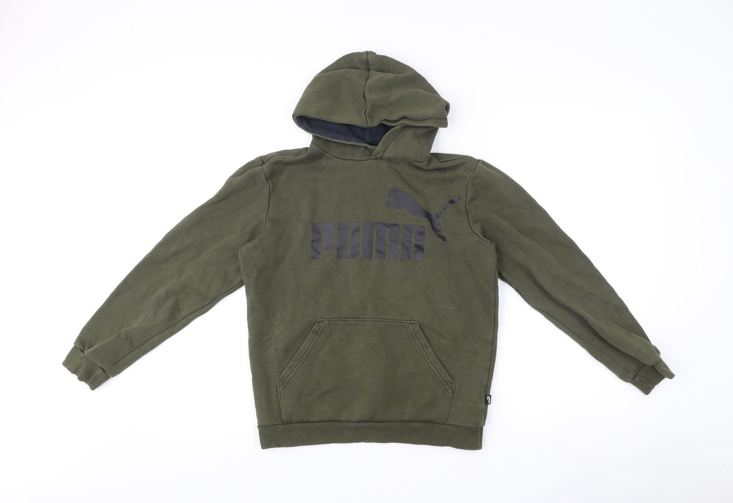 Puma Boys Green Pullover Hoodie Logo Print Size 13-14 Years