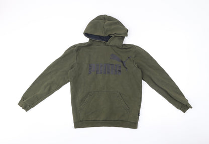 Puma Boys Green Pullover Hoodie Logo Print Size 13-14 Years