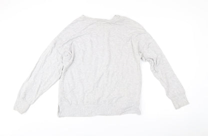 Oasis Women Grey Sequin Logo Pullover Sweatshirt Size M