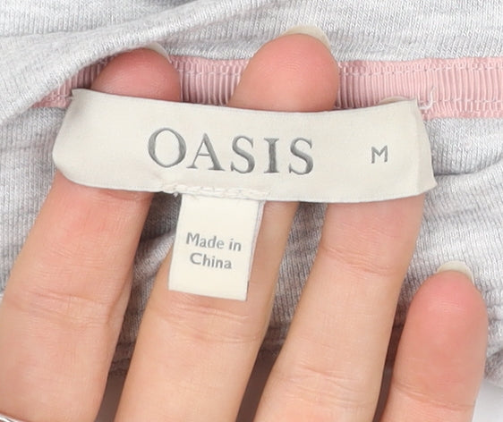 Oasis Women Grey Sequin Logo Pullover Sweatshirt Size M