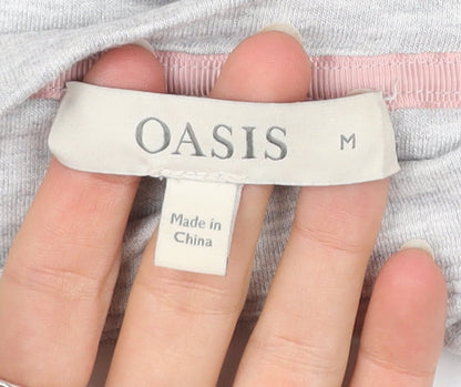 Oasis Women Grey Sequin Logo Pullover Sweatshirt Size M