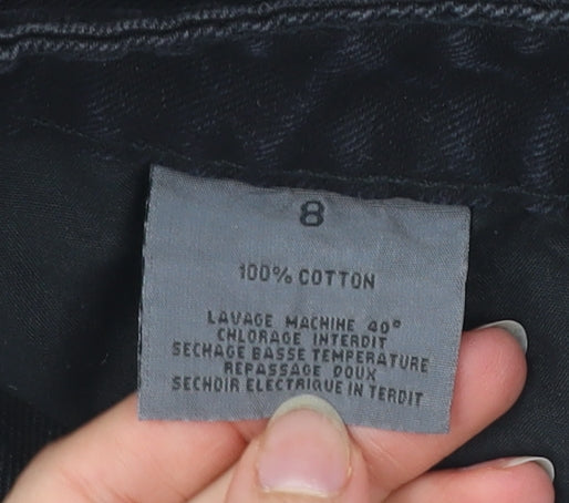 Boohoo Women Black Size 8 High Rise Cut-Off Denim Shorts