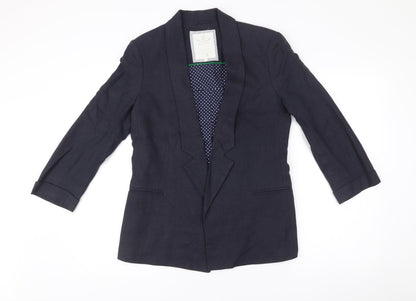 White Stuff Women’s Blue Linen Cotton Blazer Jacket Size 10