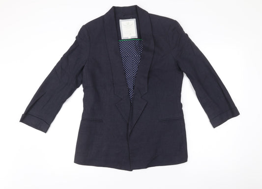 White Stuff Women’s Blue Linen Cotton Blazer Jacket Size 10