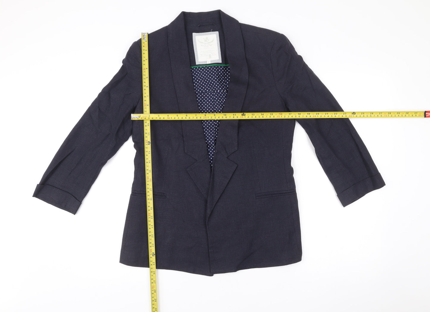 White Stuff Women’s Blue Linen Cotton Blazer Jacket Size 10