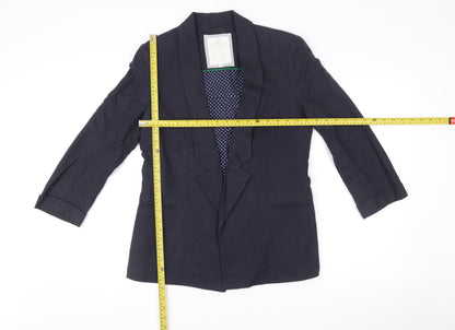 White Stuff Women’s Blue Linen Cotton Blazer Jacket Size 10