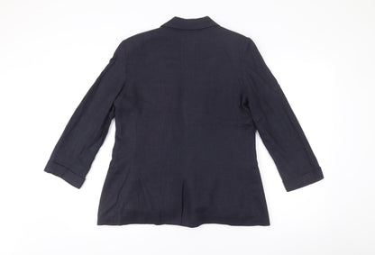 White Stuff Women’s Blue Linen Cotton Blazer Jacket Size 10