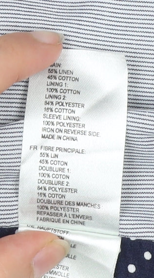 White Stuff Women’s Blue Linen Cotton Blazer Jacket Size 10