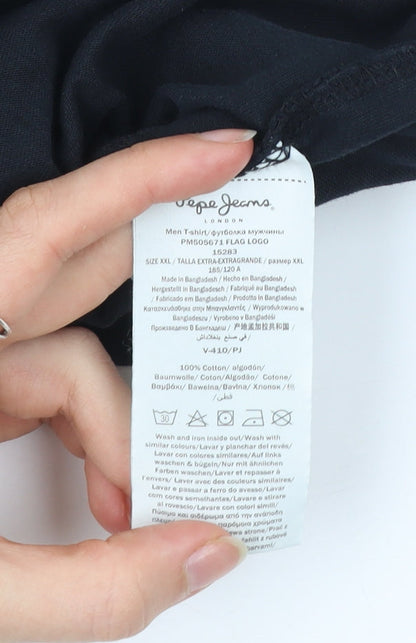 Pepe Jeans Men Black 2XL Regular Fit Graphic Logo T-Shirt